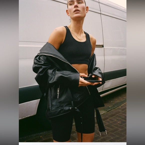 Zara Oversized faux leather biker jacket - Picture 3 of 6
